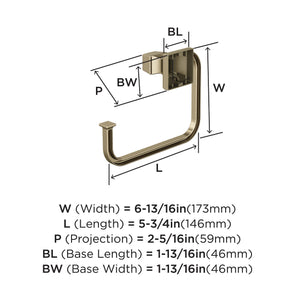 Amerock BH36022BBZ Golden Champagne Towel Ring 5-3/4 in (146 mm) Length Towel Holder Mulholland Hand Towel Holder for Bathroom Wall Small Kitchen Towel Holder Bath Accessories