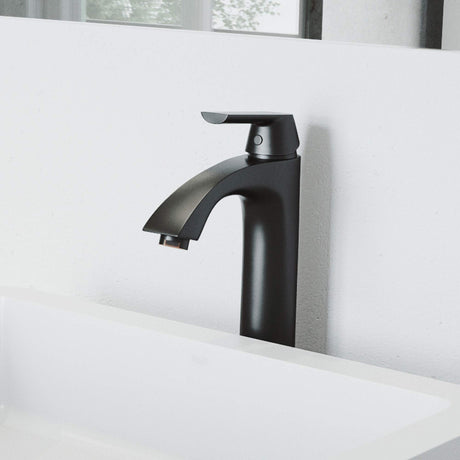 VIGO Linus 10.625 inch H Single Hole Single Handle Bathroom Faucet in Matte Black - Vessel Sink Faucet VG03013MB