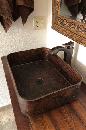 Premier Copper Products PVTREC19DB 19-Inch Rectangle Tub Hand Forged Old World Copper Vessel Sink
