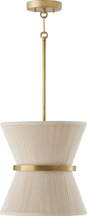 Capital Lighting 341211NP Cecilia 1 Light Pendant Bleached Natural Rope and Patinaed Brass