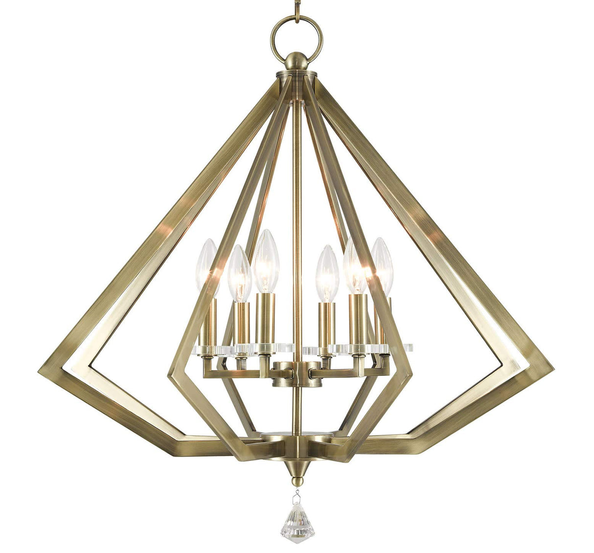 Livex Lighting 50666-01 Diamond 6-Light Chandelier, Antique Brass