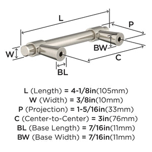 Amerock BP37370G10 Satin Nickel Cabinet Pull 3 in (76 mm) Center-to-Center Cabinet Handle Destine Drawer Pull Kitchen Cabinet Handle Furniture Hardware