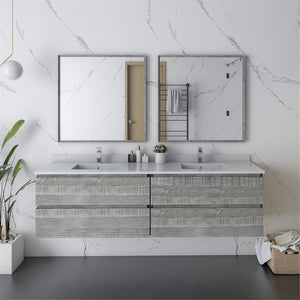 Fresca FVN31-3636ASH Fresca Formosa 72" Wall Hung Double Sink Modern Bathroom Vanity w/ Mirrors in Ash