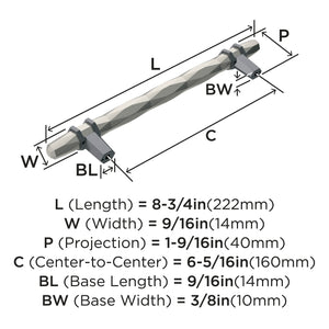 Amerock Cabinet Pull Satin Nickel/Black Chrome 6-5/16 inch (160 mm) Center-to-Center London 1 Pack Drawer Pull Drawer Handle Cabinet Hardware