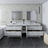 Fresca FVN31-361236RWH-FS Fresca Formosa 84" Floor Standing Double Sink Modern Bathroom Vanity w/ Open Bottom & Mirrors in Rustic White