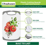 Freshware Cutting Boards for Kitchen, Chopping Board 3-Pack with Different Sizes, Juice Grooves and Non Slip Handles - Reversible, Large Cutting Board Set - Dishwasher Safe - Gray