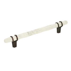 Amerock Cabinet Pull Marble White/Oil-Rubbed Bronze  6-5/16 inch (160 mm) Center to Center Carrione 1 Pack Drawer Pull Drawer Handle Cabinet Hardware