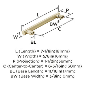 Amerock Kitchen Cabinet Pull Golden Champagne 6-5/16 in (160 mm) Center-to-Center Bronx 1 Pack Furniture Hardware Cabinet Handle Bathroom Drawer Pull