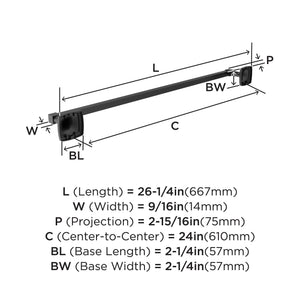 Amerock BH36094MB Matte Black Towel Bar 24 in (610 mm) Towel Rack Stature Bathroom Towel Holder Bathroom Hardware Bath Accessories