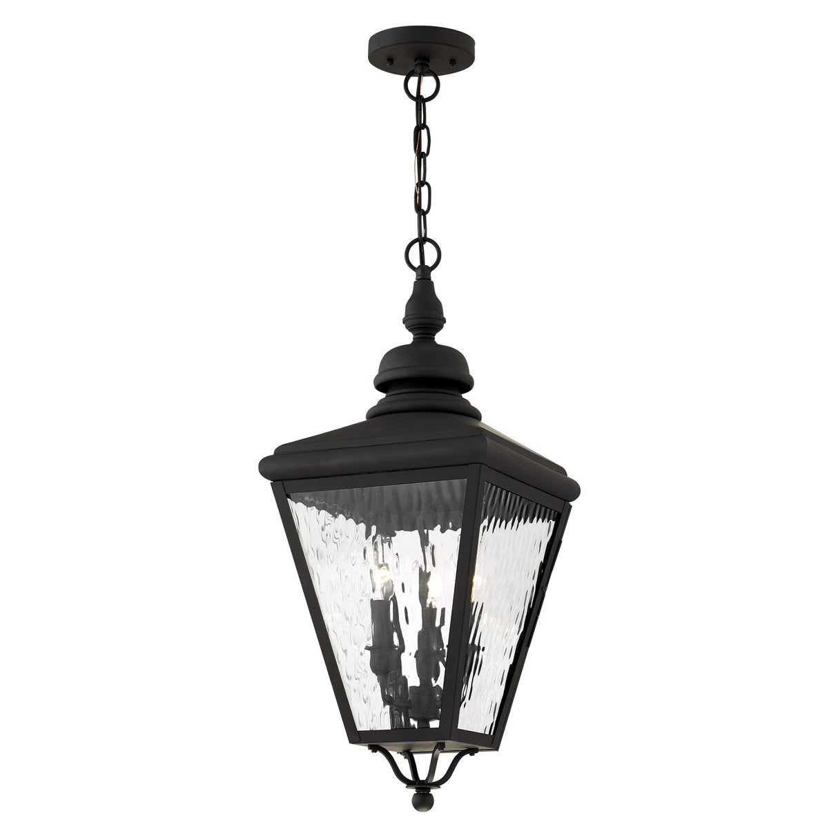 Livex 2035-04 Transitional Three Light Outdoor Pendant from Cambridge Collection in Black Finish, 10.63 inches
