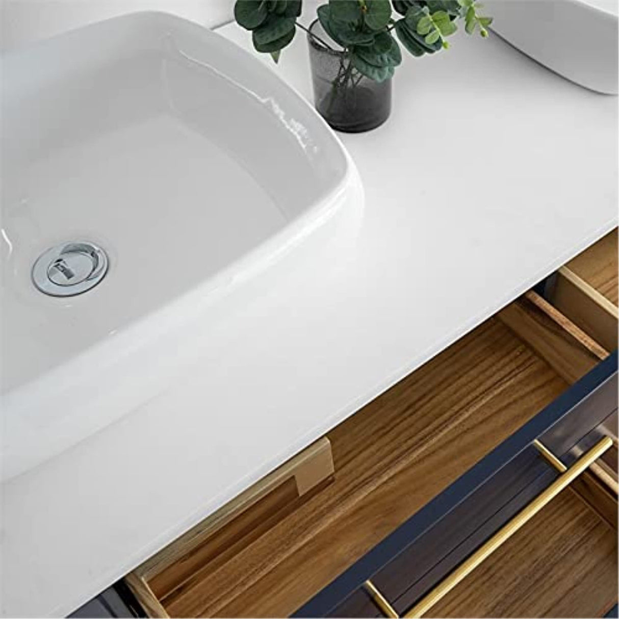 Fresca FCB6160RBL-VSL-D-CWH-V Fresca Lucera 60" Royal Blue Wall Hung Modern Bathroom Cabinet w/ Top & Double Vessel Sinks