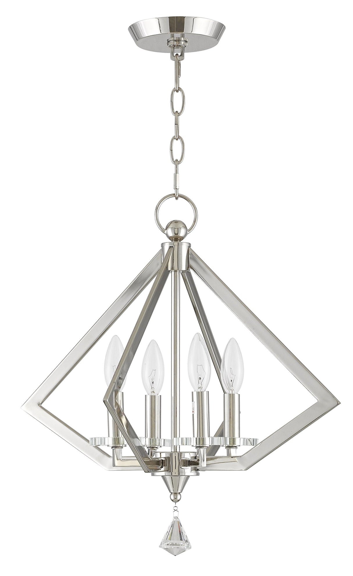 Livex Lighting 50664-35 Transitional Four Light Mini Chandelier from Diamond Collection in Polished Nickel Finish