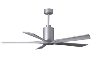 Matthews Fan PA5-BN-BW-60 Patricia-5 five-blade ceiling fan in Brushed Nickel finish with 60” solid barn wood tone blades and dimmable LED light kit 