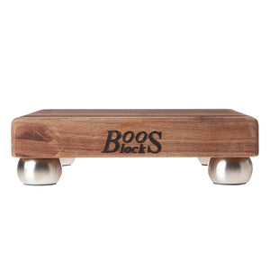 John Boos WAL-9SS Walnut Wood Cutting Board for Kitchen Prep, 1.5" Thick, Edge Grain, Square Charcuterie Block Stainless Steel Base, 9" x 9", 09X09X1.5 WAL-EDGE GR B-9-S SS BUN