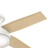 Hunter Fan Dempsey Low Profile Ceiling Fans with Lights and Remote, Flush Mount Ceiling Fan with Lights, Metal, Brushed Nickel Finish, 44 Inch LED