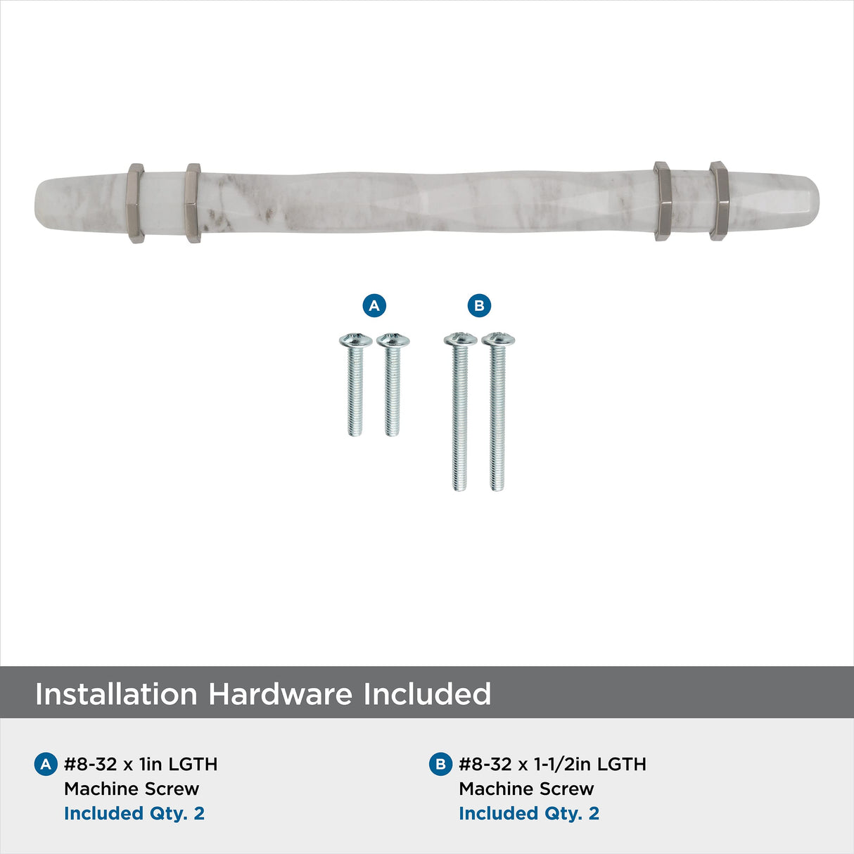 Amerock Cabinet Pull Marble White/Polished Nickel  5-1/16 inch (128 mm) Center to Center Carrione 1 Pack Drawer Pull Drawer Handle Cabinet Hardware