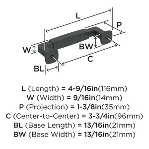 Amerock Cabinet Pull Matte Black 3-3/4 inch (96 mm) Center-to-Center Stature 1 Pack Drawer Pull Cabinet Handle Cabinet Hardware