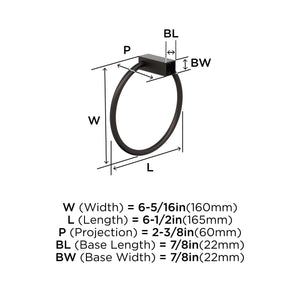 Amerock BH36082ORB Oil Rubbed Bronze Towel Bar 6-1/2 in (165 mm) Length Towel Holder Monument Hand Towel Holder for Bathroom Wall Small Kitchen Towel Holder Bath Accessories