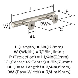 Amerock BP37390G10 Satin Nickel Cabinet Pull 3 in (76 mm) Center-to-Center Cabinet Handle Radius Drawer Pull Kitchen Cabinet Handle Furniture Hardware