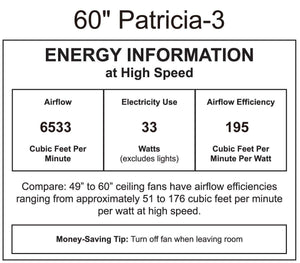 Matthews Fan PA3-TB-WA-60 Patricia-3 three-blade ceiling fan in Textured Bronze finish with 60” solid walnut tone blades and dimmable LED light kit 