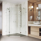 VIGO VG6063BNCL47 45.63" -45.63" W -73.38" H Frameless Hinged Neo-angle Shower Enclosure with Clear 0.38" Tempered Glass and Stainless Steel Hardware in Brushed Nickel Finish with Reversible Handle
