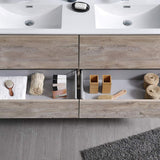 Fresca FCB9260RNW-D-I Fresca Catania 60" Rustic Natural Wood Wall Hung Modern Bathroom Cabinet w/ Integrated Double Sink