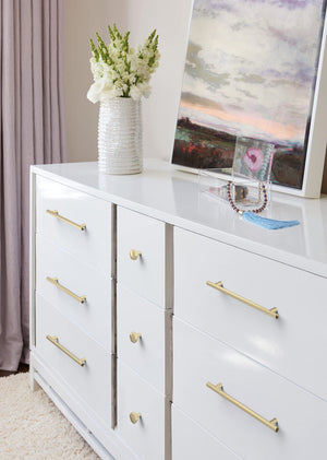 Amerock Cabinet Pull Golden Champagne 7-9/16 in (192 mm) Center-to-Center Drawer Pull Caliber Kitchen and Bath Hardware Furniture Hardware