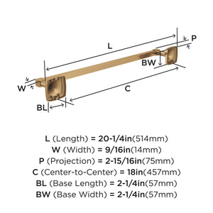 Amerock BH36093CZ Champagne Bronze Towel Bar 18 in (457 mm) Towel Rack Stature Bathroom Towel Holder Bathroom Hardware Bath Accessories