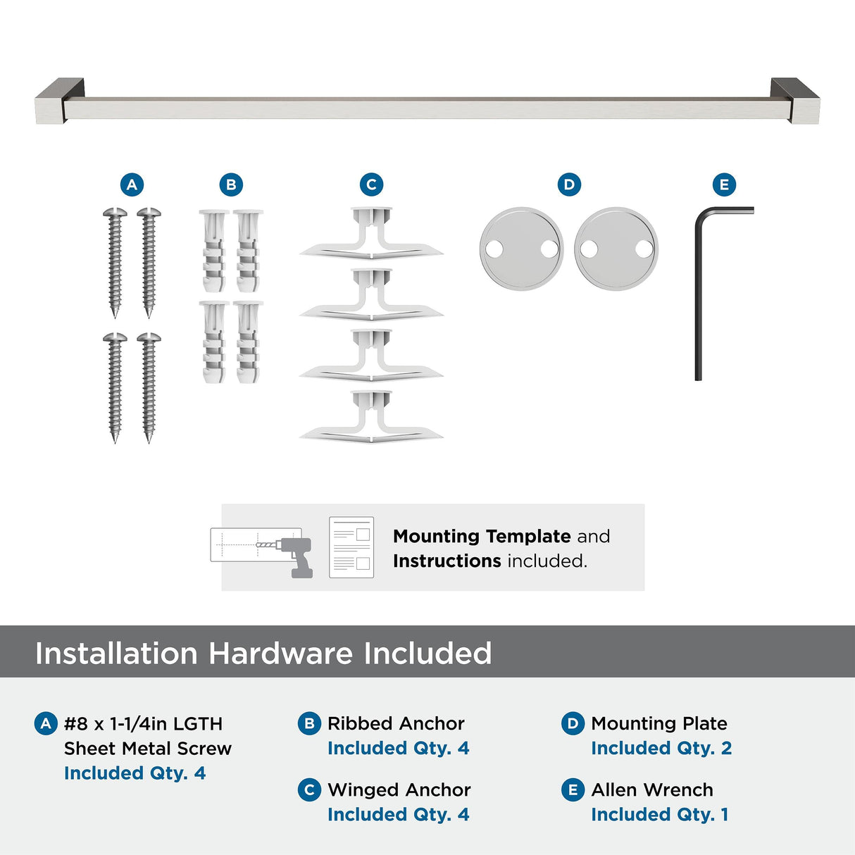 Amerock BH36084G10 Brushed Nickel Towel Bar 24 in (610 mm) Towel Rack Monument Bathroom Towel Holder Bathroom Hardware Bath Accessories