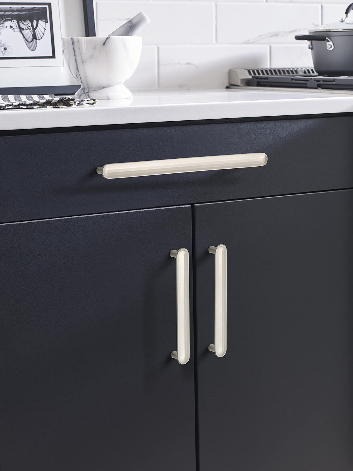 Amerock Cabinet Pull Satin Nickel 10-1/16 inch (256 mm) Center to Center Concentric 1 Pack Drawer Pull Drawer Handle Cabinet Hardware