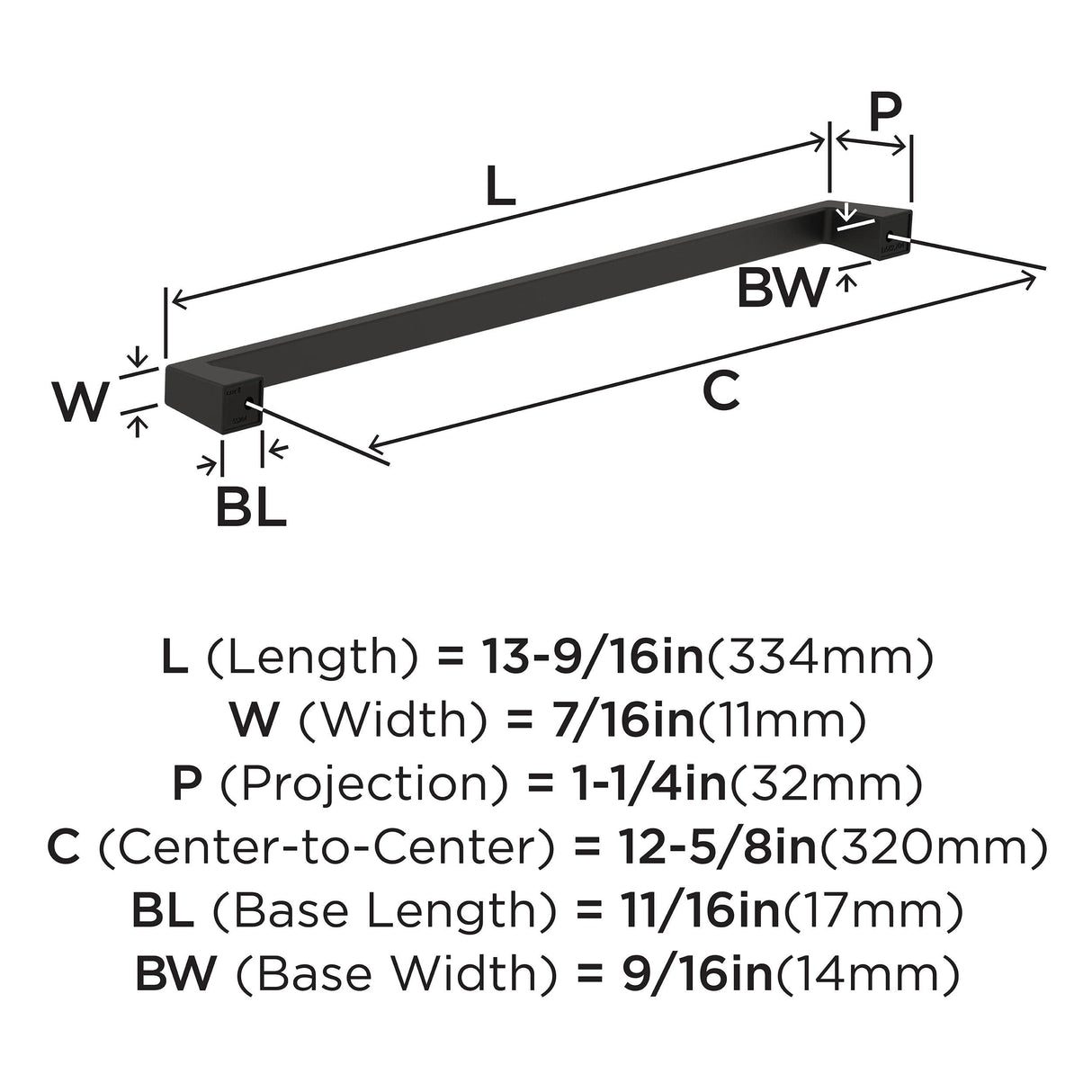 Amerock BP55284BBR Black Bronze Cabinet Pull 12-5/8 in (320 mm) Center-to-Center Cabinet Handle Blackrock Drawer Pull Kitchen Cabinet Handle Furniture Hardware