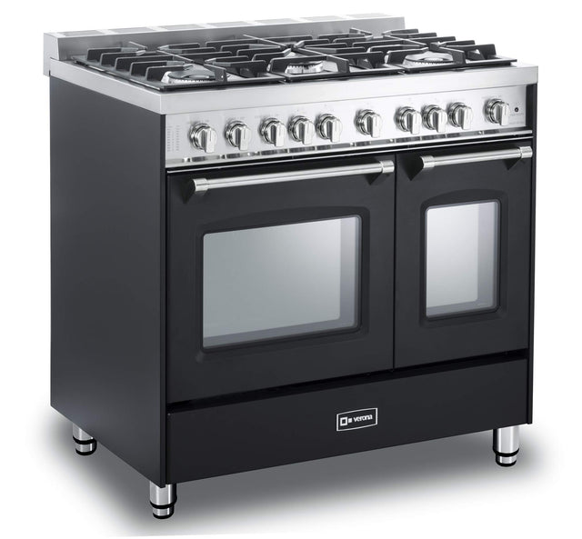 Verona VPFSGG365DE Prestige 36" Gas Double Oven Range - Matte Black