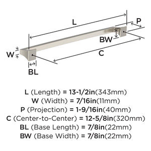 Amerock BP53537G10 Satin Nickel Cabinet Pull 12-5/8 in (320 mm) Center-to-Center Cabinet Handle Mulholland Drawer Pull Kitchen Cabinet Handle Furniture Hardware