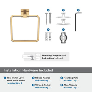 Amerock BH36072CZ Champagne Bronze Towel Ring 7-1/16 in (179 mm) Length Towel Holder Appoint Hand Towel Holder for Bathroom Wall Small Kitchen Towel Holder Bath Accessories
