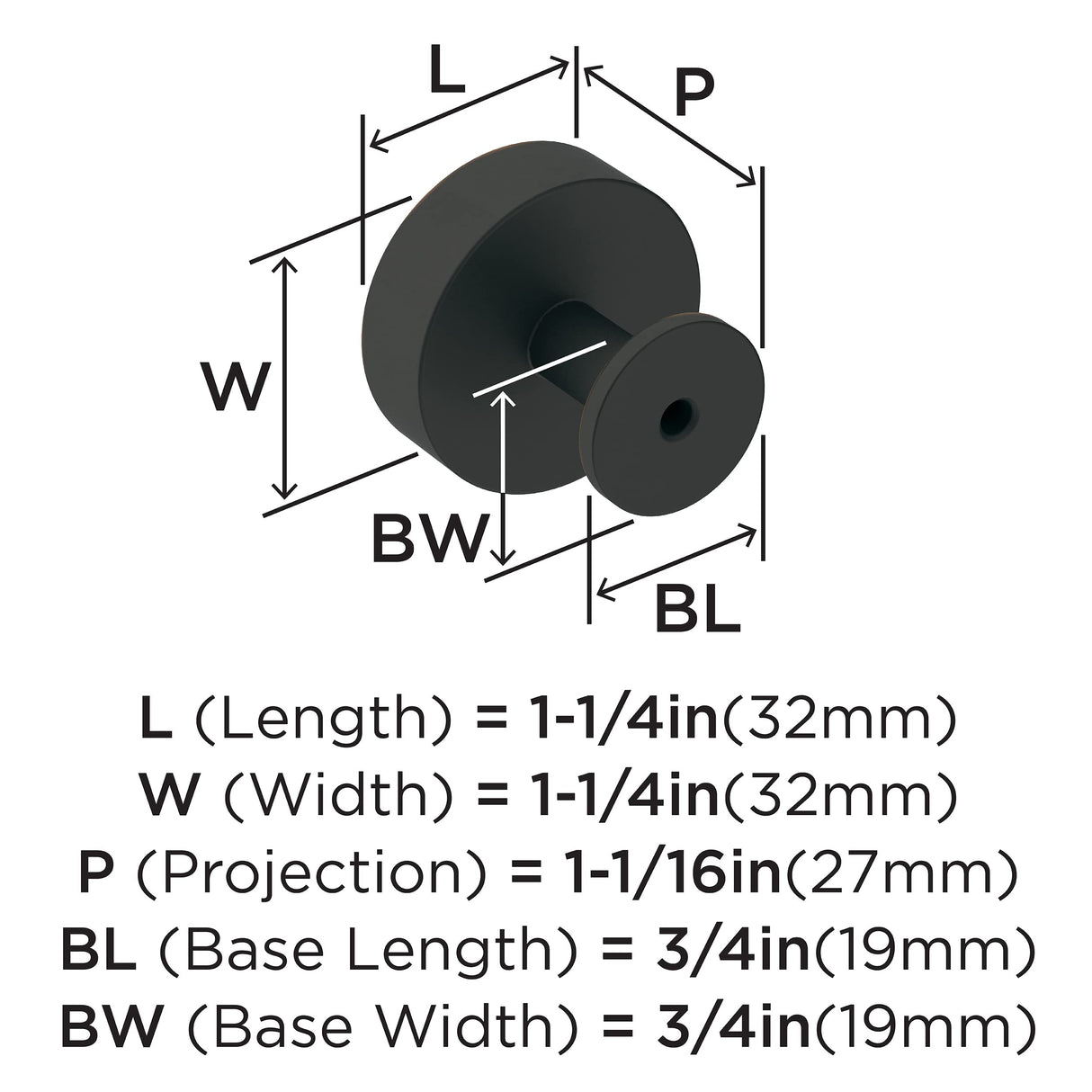 Amerock Cabinet Knob Oil Rubbed Bronze 1-1/4 inch (32 mm) Diameter Radius 1 Pack Drawer Knob Cabinet Hardware