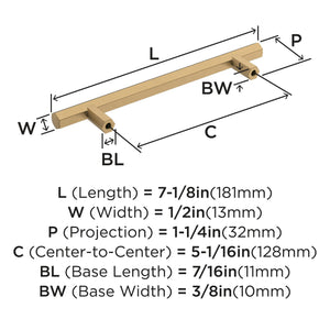 Amerock Cabinet Pull Champagne Bronze 5-1/16 inch (128 mm) Center-to-Center Caliber 1 Pack Drawer Pull Cabinet Handle Cabinet Hardware