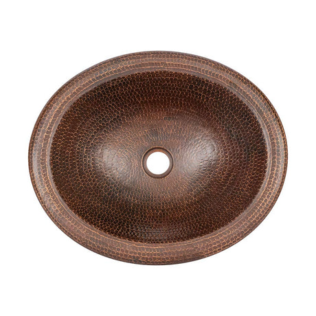 Premier Copper Products LO18RDB 18-Inch Wide Rim Oval Self Rimming Hammered Copper Sink, Oil Rubbed Bronze