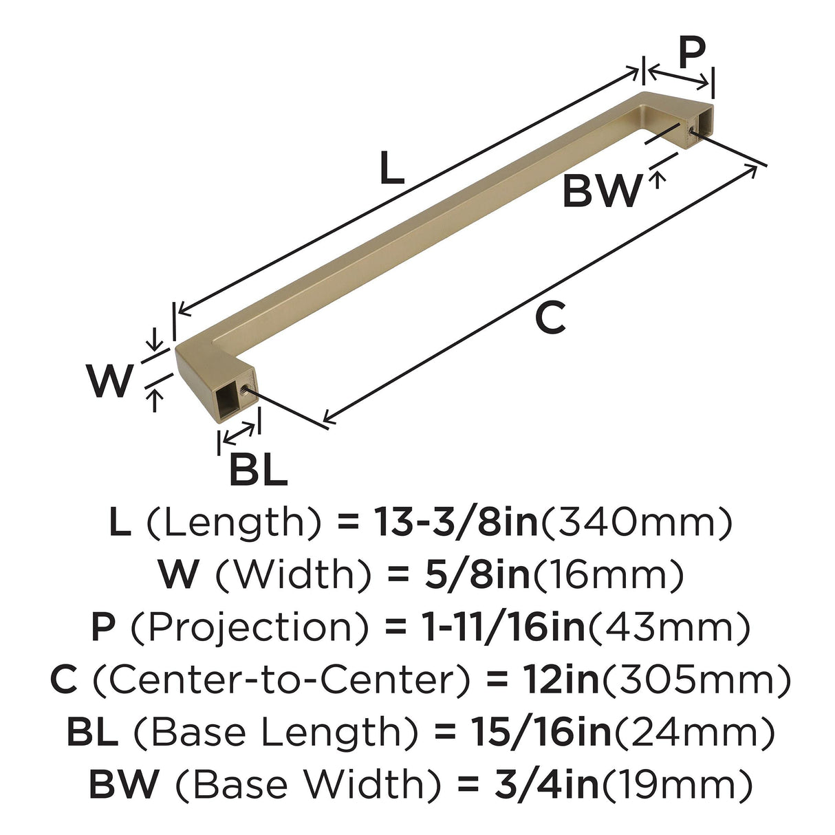 Amerock Appliance Pull Golden Champagne 12 inch (305 mm) Center to Center Blackrock 1 Pack Drawer Pull Drawer Handle Cabinet Hardware