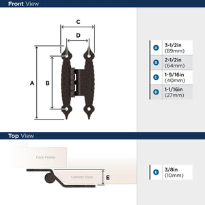 Amerock BPR3406ORB Cabinet Hinge 3/8 in (10 mm) Offset Non-Self Closing Face Mount Oil Rubbed Bronze Kitchen Cabinet Door Hinge 1 Pair/2 Pack Functional Hardware