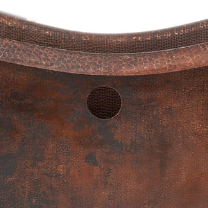 67" Hammered Copper Double Slipper Bathtub with Overflow Hole