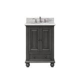 Avanity Thompson 25 in. Vanity in Charcoal Glaze finish with Carrara White Marble Top