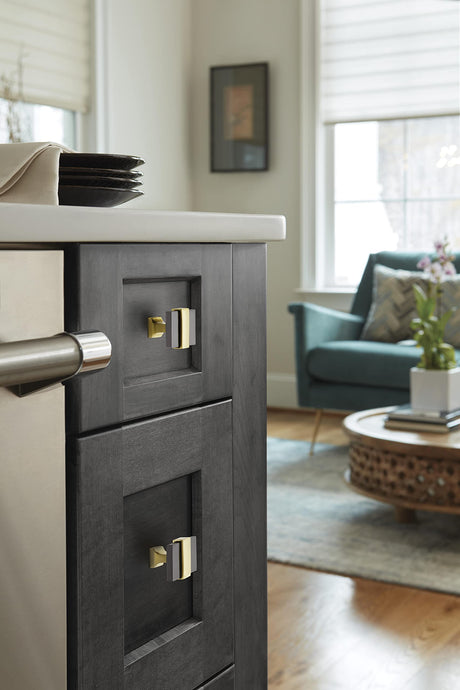 Amerock Cabinet Knob Black Chrome/Brushed Gold 1-3/8 inch (35 mm) Length Overton 1 Pack Drawer Knob Cabinet Hardware