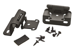 Amerock Cabinet Hinge 1/2 inch (13 mm) Overlay Hinge Matte Black 2 Pack Self-Closing Hinge Partial Wrap Hinge Cabinet Door Hinge