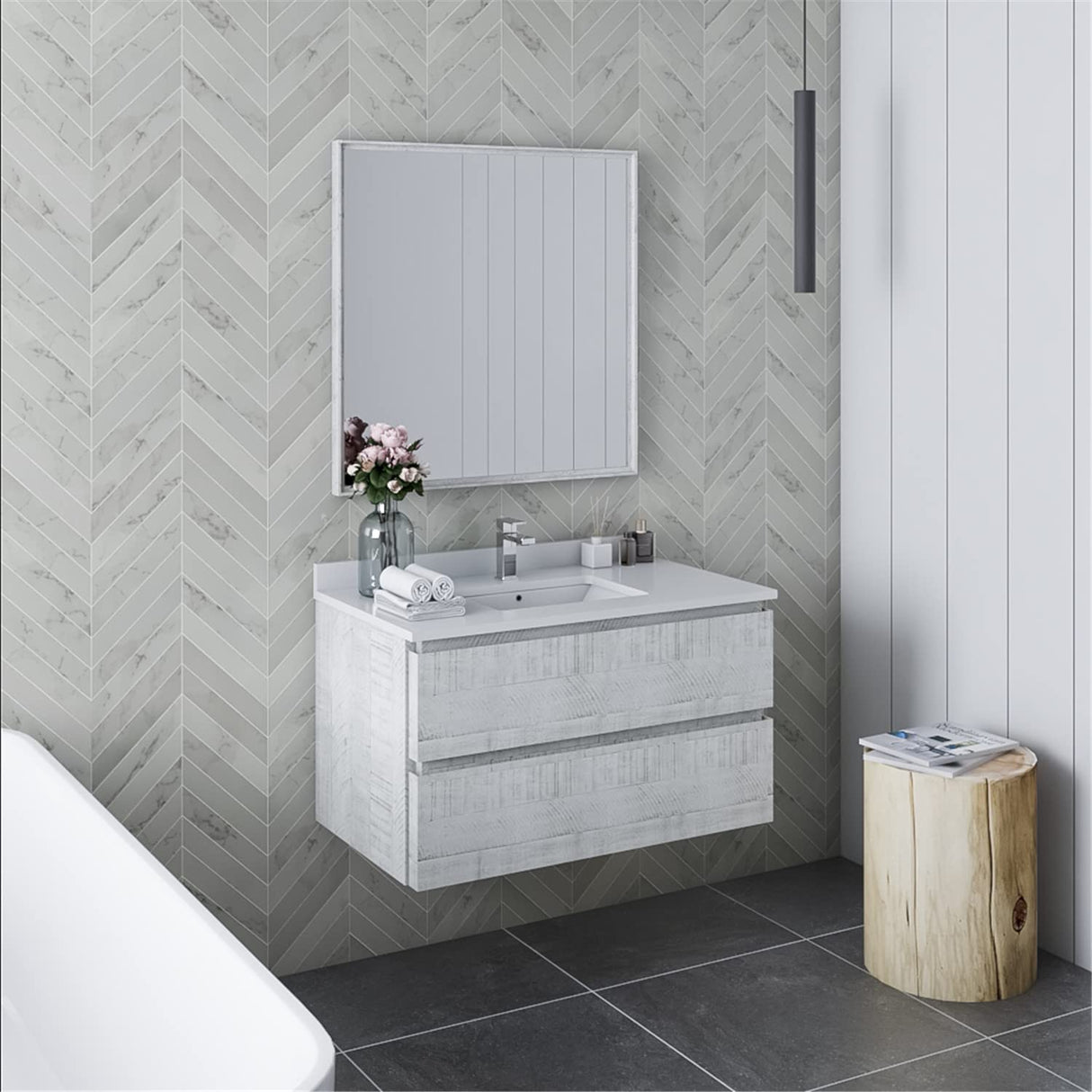 Fresca FCB3136RWH-CWH-U Modern Bathroom Vanity