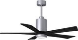 Matthews Fan PA5-BN-BK-52 Patricia-5 five-blade ceiling fan in Brushed Nickel finish with 52” solid matte black wood blades and dimmable LED light kit 