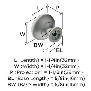 Amerock Cabinet Knob Satin Nickle 1-1/4 inch (32 mm) Diameter Era 1 Pack Drawer Knob Cabinet Hardware
