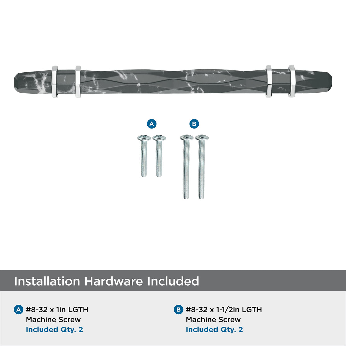Amerock BP36649MBKPN Carrione Cabinet Pull, 5-1/16 in (128 mm) Center-to-Center, Marble Black/Polished Nickel