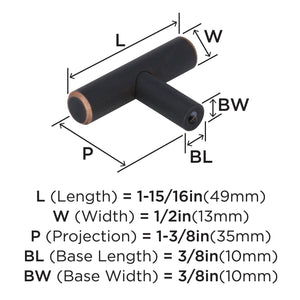 Amerock Cabinet Knob Oil Rubbed Bronze 1-15/16 inch (49 mm) Length Bar Pulls 1 Pack Drawer Knob Cabinet Hardware