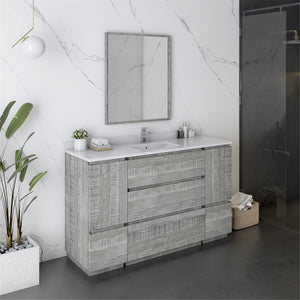 Fresca FVN31-123012ASH-FC Fresca Formosa 54" Floor Standing Modern Bathroom Vanity w/ Mirror in Ash
