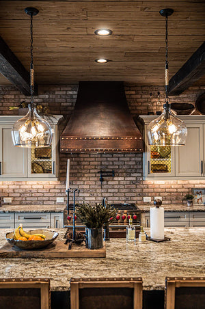 36 Inch 1250 CFM Hammered Copper Wall Mounted Correa Range Hood with Slim Baffle Filters